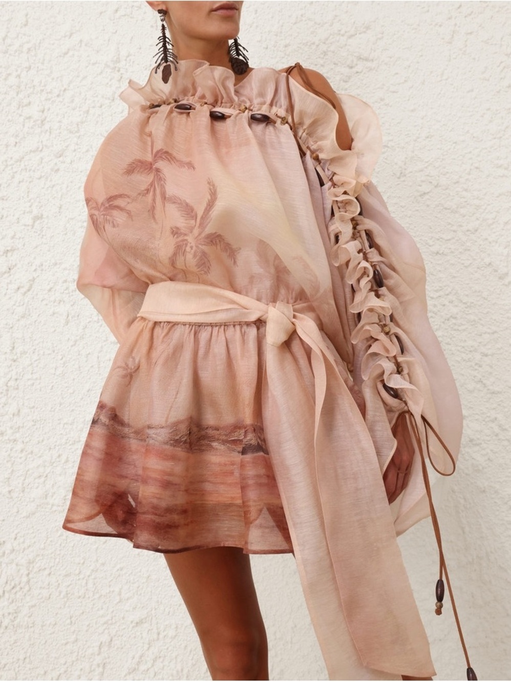 Zimmermann Silk Sunset Mini Ruffle Dress